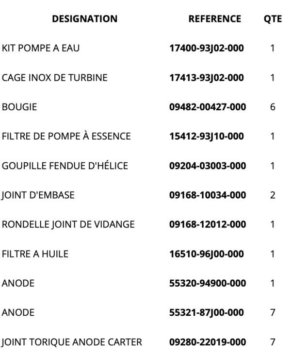 kit entretien suzuki DF200 / 225 / 250 – Image 2