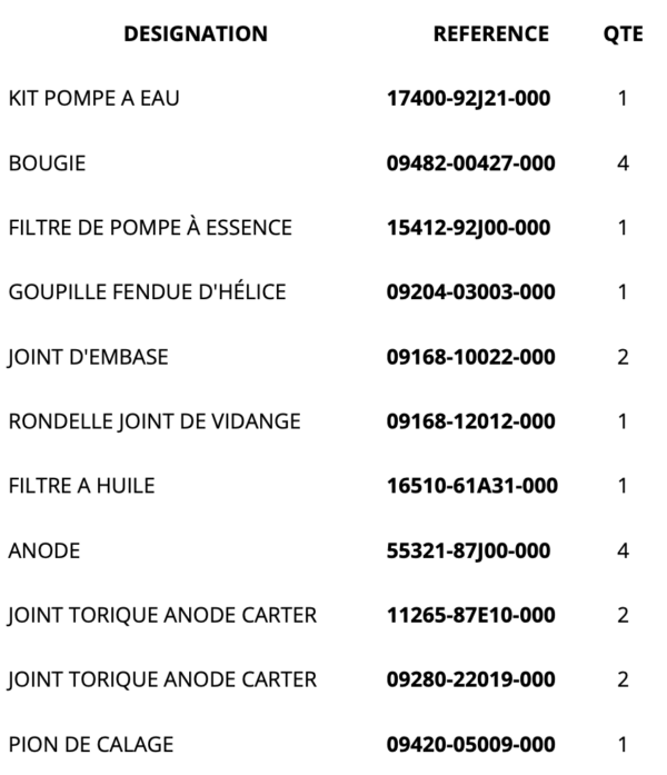 kit entretien suzuki DF100A / 115 / 140A – Image 2