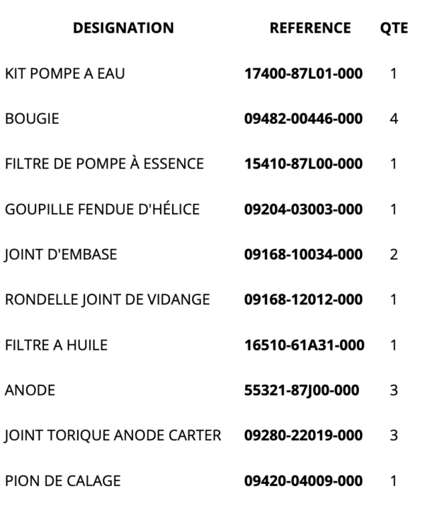 kit entretien suzuki DF70A / 80A / 90A – Image 2