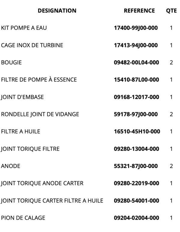 kit entretien suzuki DF9.9B / 15A / 20A – Image 2